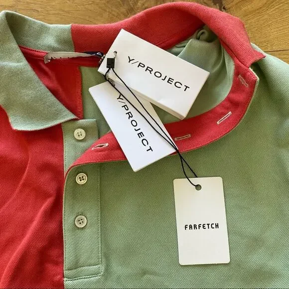 Farfetch - Y Project Asymmetrical Cotton Polo Collar Shirt in Orange and Green